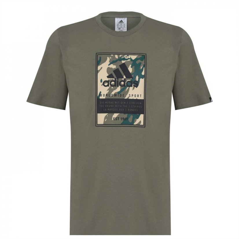 adidas Graphic Logo pánské tričko Green Camo Box