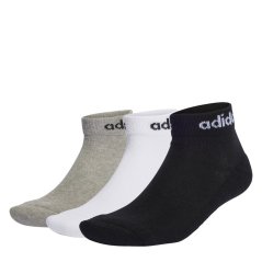 adidas Essentials Ankle 3 Pack Socks Gry/Blk/Wht