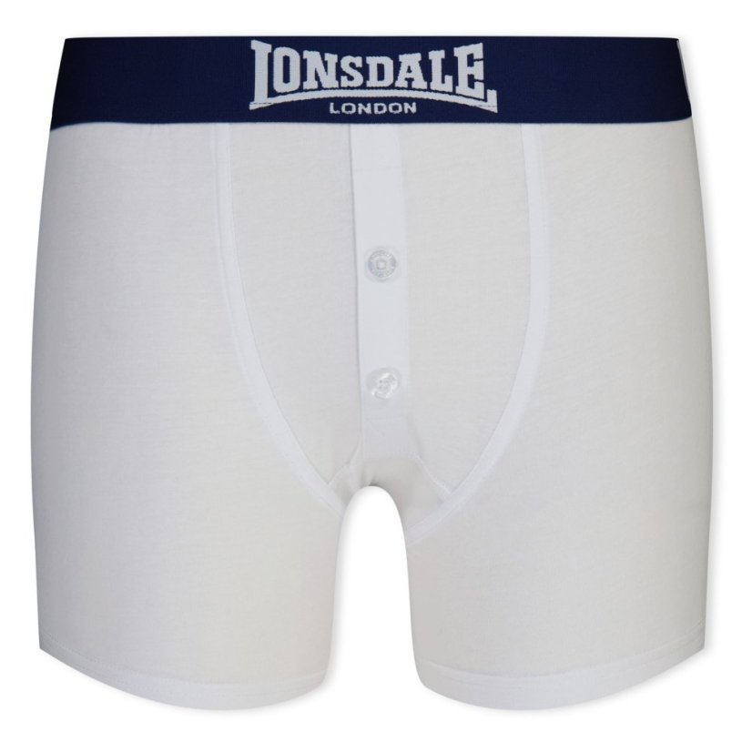 Lonsdale 2 Pack Boxer Shorts Junior White/Navy