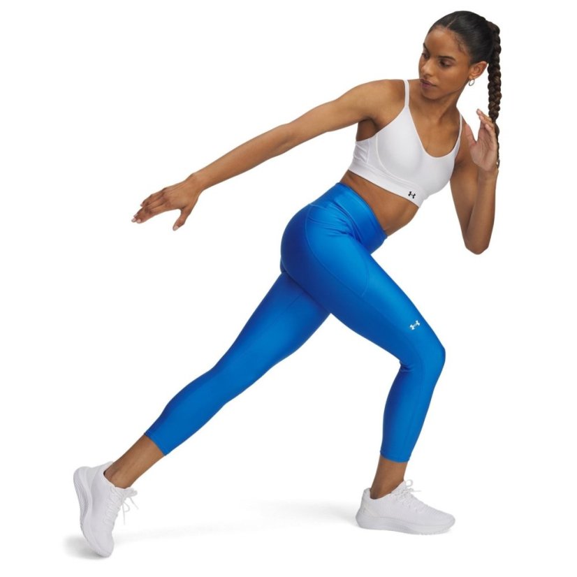 Under Armour Tech No-Slip Waistband Ankle Leggings Womens Blue Atlantis