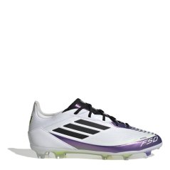adidas F50 Elite Childrens Firm Ground Football Boots White/Purple