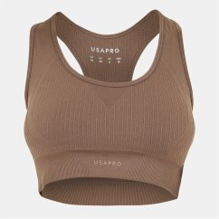 USA Pro UP Seamless Crop Sports Bra Dusky Mocha