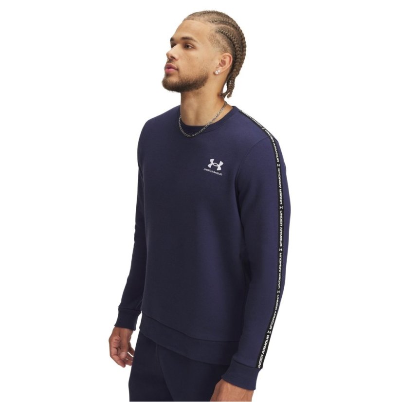 Under Armour Men's Icon Fleece Taping Sweatshirt Navy/White