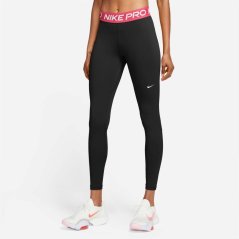 Nike Pro Women's Mid-Rise Mesh-Panelled Leggings Black / Pink