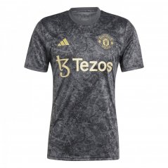 adidas Manchester United Stone Roses Pre-Match Shirt 2023 2024 Adults Black