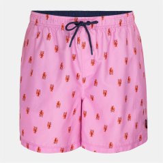 Hot Tuna Men's Above The Knee 2 Pockets Swim Shorts Pink SM Logo