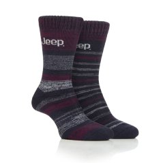 Jeep 2 Pack Thermal Boot Socks Mens Navy/Berry