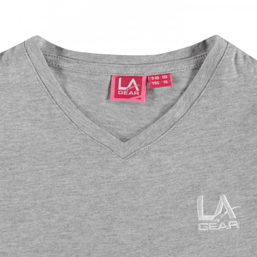 LA Gear V Neck T Shirt Junior Girls Grey Marl