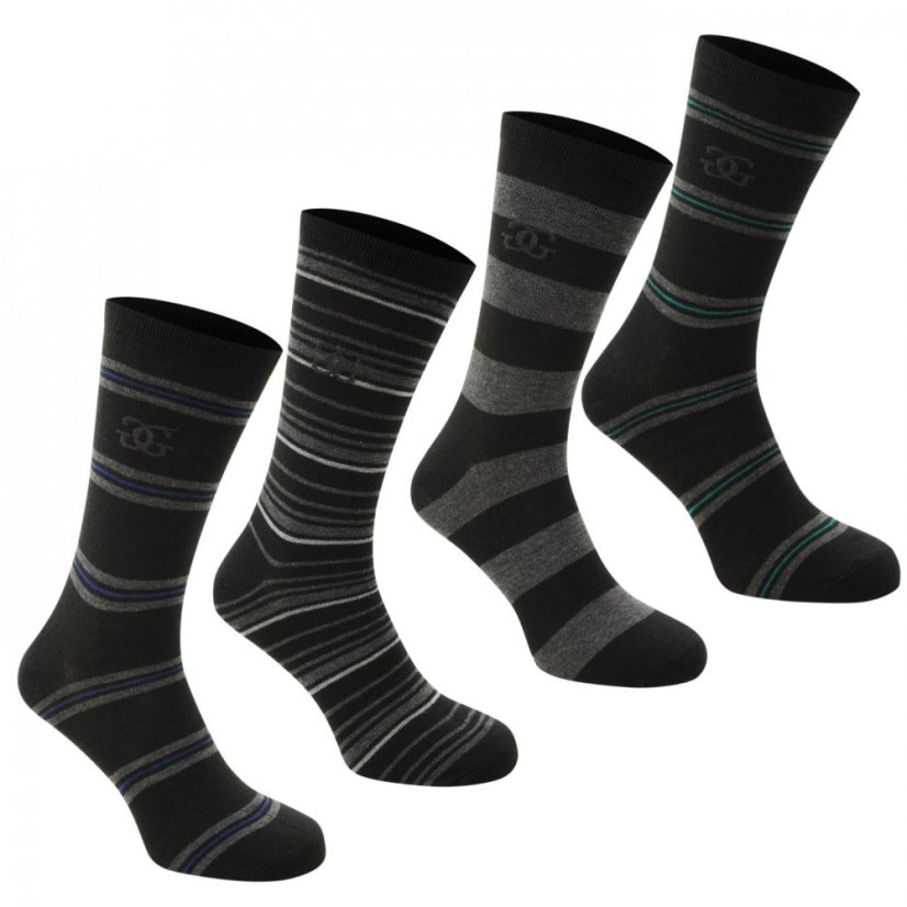 Giorgio 4 Pack Striped Socks Junior Black/Grey