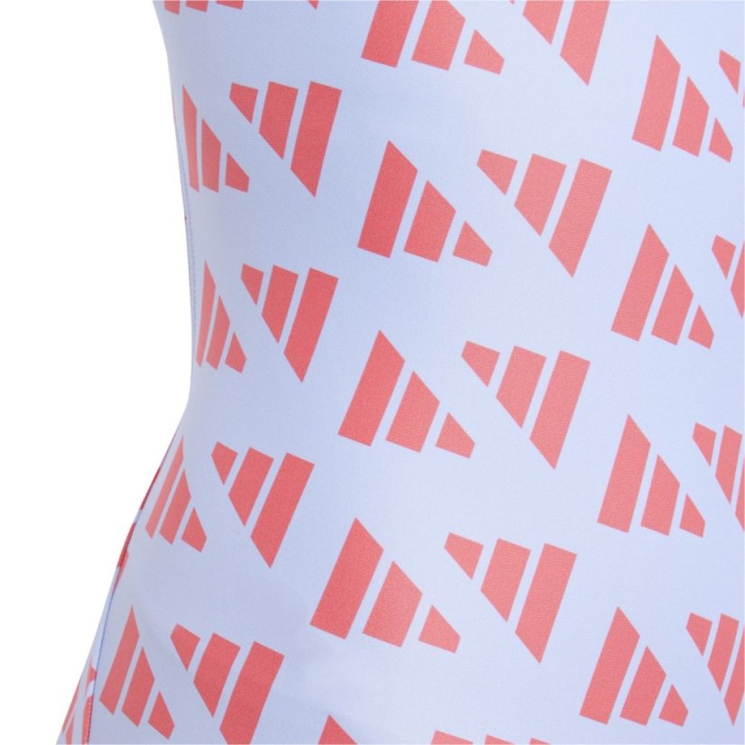 adidas Logo Graphic V-Back Swimsuit Juniors Violet/red
