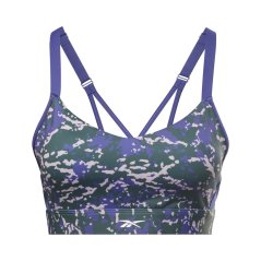 Reebok Women's Lux Speckle Modern Safari Strappy Medium Impact Sports Bra Forgrn