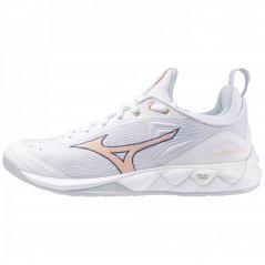 Mizuno Wave Luminous Womens Netball Shoes White/Navy/Pch