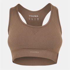 USA Pro UP Seamless Crop Sports Bra Dusky Mocha