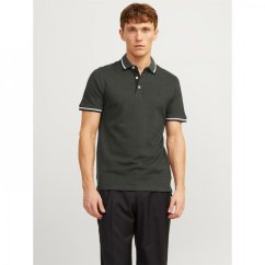 Jack and Jones Paulos Tipped Pique Short Sleeve Polo Shirt Forest Night