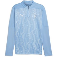 Puma Manchester City Prematch Quarter-Zip Top 2024 2025 Adults Blue