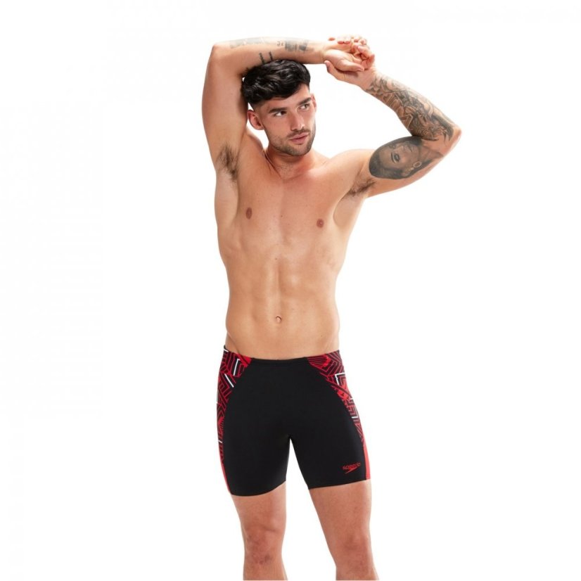 Speedo Splice Mid Jammer Shorts Mens Black/Red