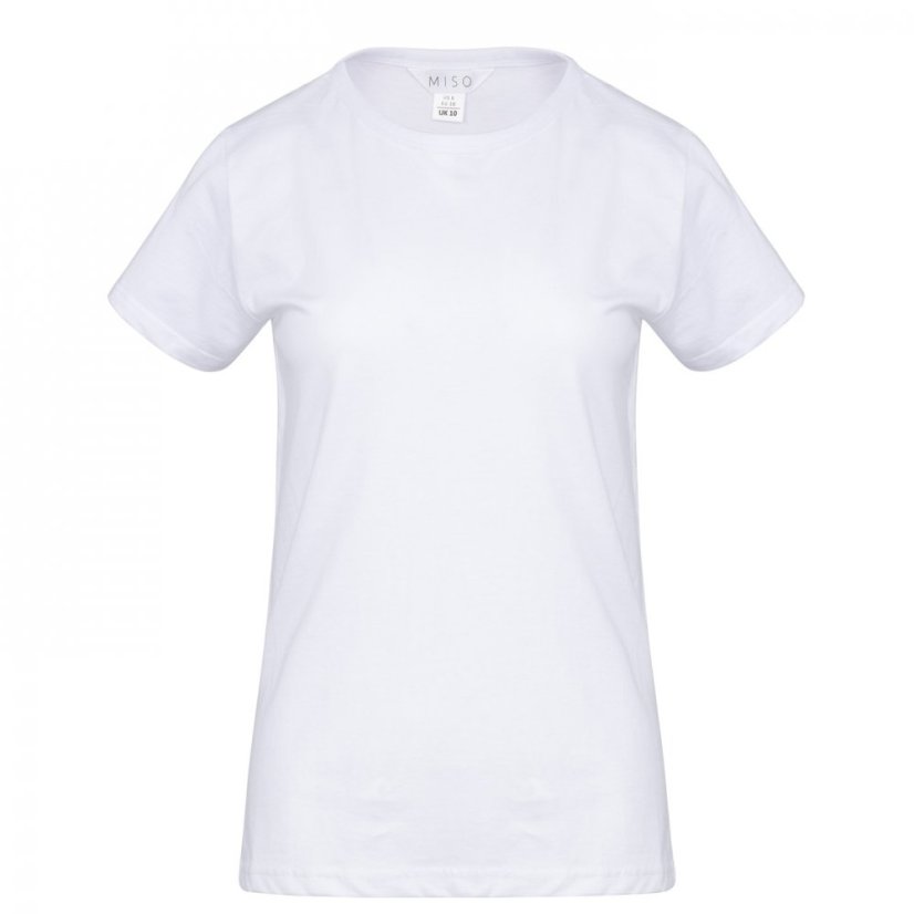 Miso Printed Boyfriend T Shirt White Plain