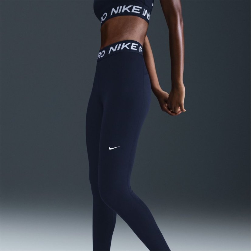 Nike Pro Women's Mid-Rise Mesh-Panelled Leggings Midnight Navy