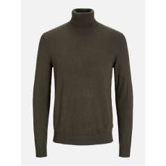 Jack and Jones Men's Knitted Roll Neck Jumper Olive Night