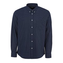 Fabric Classic Poplin Long Sleeve Shirt Mens Nvy/Wht Geo