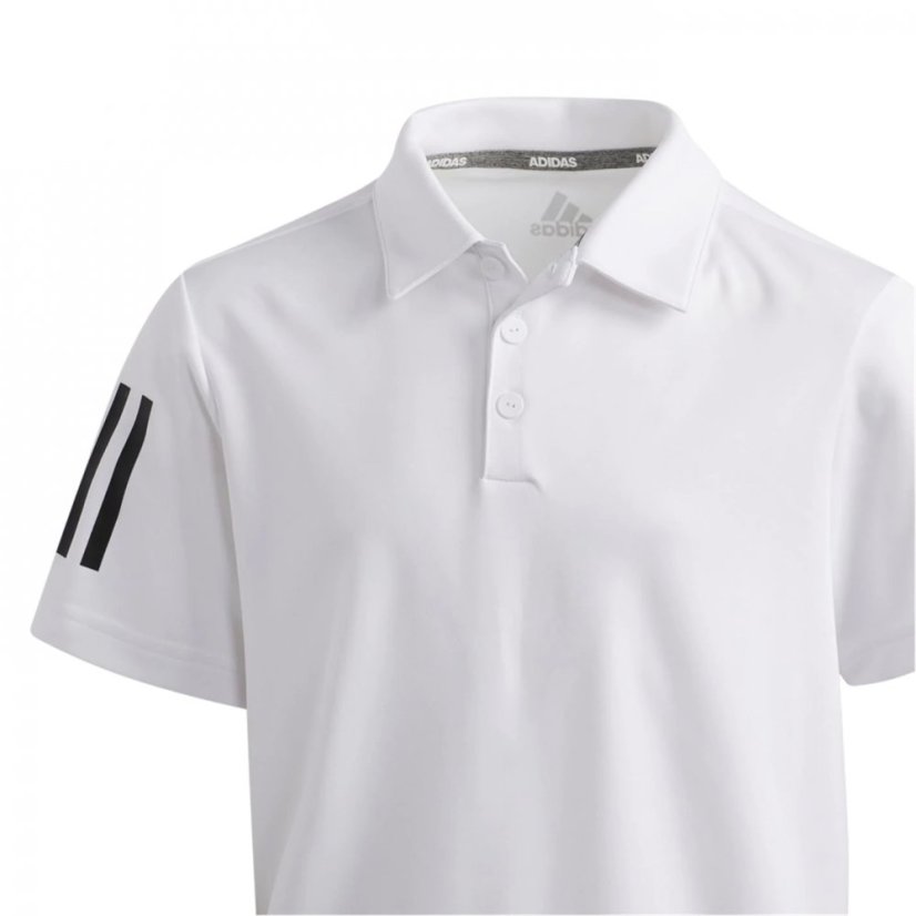 adidas 3 Stripe Polo Shirt Junior Boys White - Veľkosť: 7-8 Years