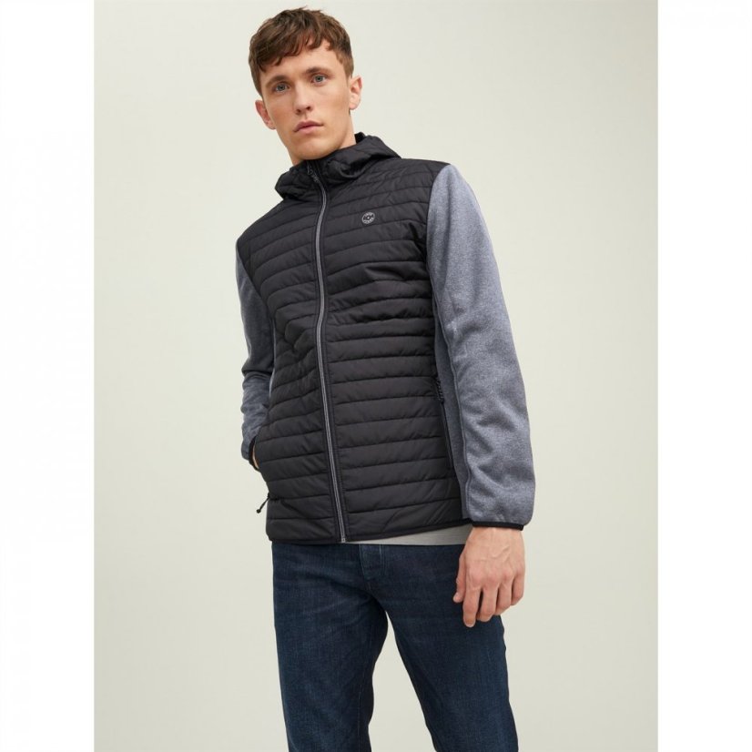 Jack and Jones Quilted Puffer Jacket Black/Grey