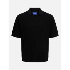 Jack and Jones Men's Split Neck Knitted Crew Sweatshirt Black