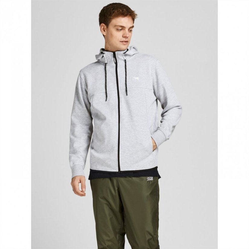 Jack and Jones Coair Full Zip Hoodie Light Grey