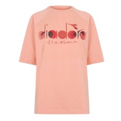 Diadora Flowers Short Sleeve dámske tričko Coral Red