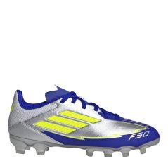adidas Unisex Kids' F50 Firm Ground Football Boots Slv/Yellow/Blue