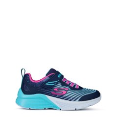 Skechers Gore & Strap Mesh Sneaker W 3d Prin Runners Unisex Kids Navy