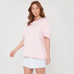 Miso Women's Stripe Short-Sleeve Pyjama Set Pink