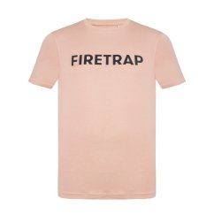 Firetrap Large Logo T Shirt Mens Dusky Pink