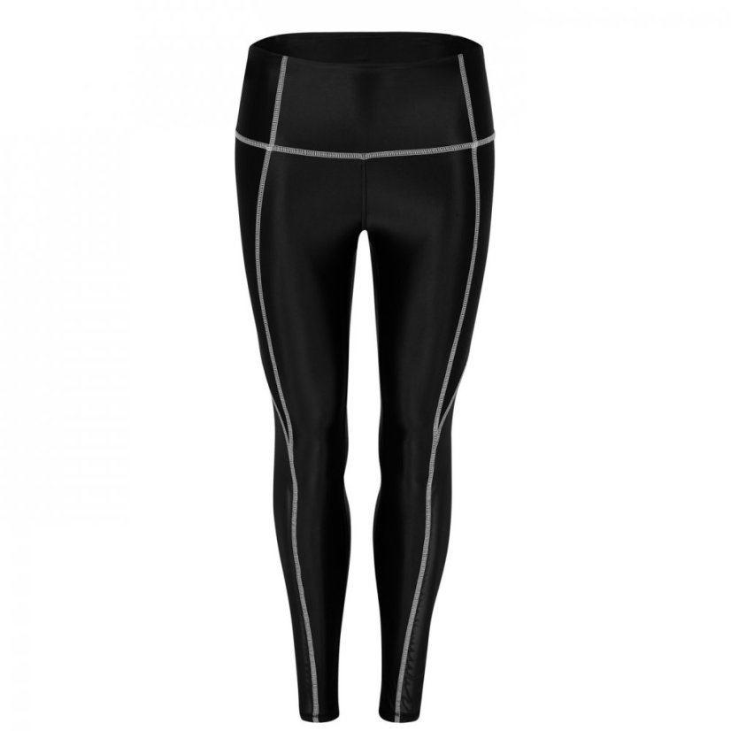 Reebok Studio Shiny Mesh Leggings Womens Gym Legging Black