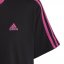 adidas 3 Stripe T Shirt Junior Girls Black/Pink