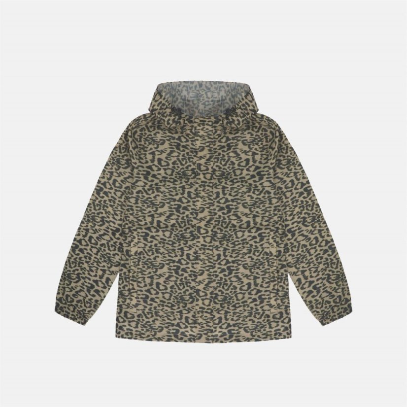 Gelert Womens Packaway Hooded Packable Waterproof Jacket Leopard Print