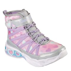 Skechers Lighted Bow Bungee & Strap Boot W H Hiking Boots Girls Silver/Multi