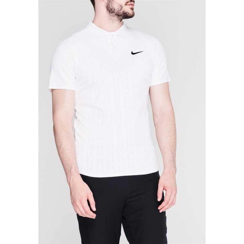 Nike Cricket Advanced Polo Mens White/White/Bla