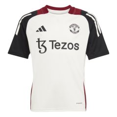 adidas Manchester United Training Shirt 2025 Juniors Off White/Black