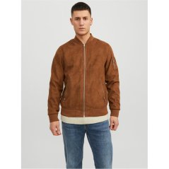Jack and Jones Faux Suede Bomber Cognac