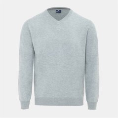 Giorgio V Neck Classic Knitted Sweater Men Grey Marl