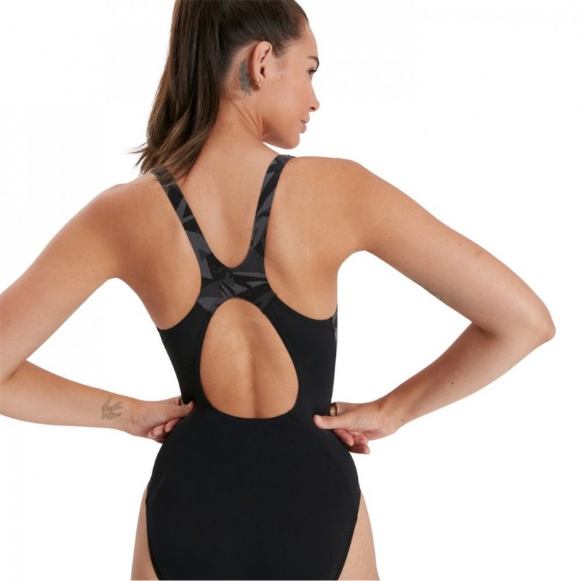 Speedo Print Swimsuit Womens Black/Grey