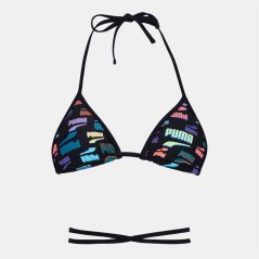 Puma Swim Wrap Triangle Bikini Top Womens Black Combo
