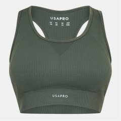 USA Pro UP Seamless Crop Sports Bra Khaki