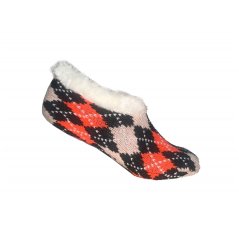 Miso Women's Christmas Jacquard Machine Washable Slipper Socks Orange/Black