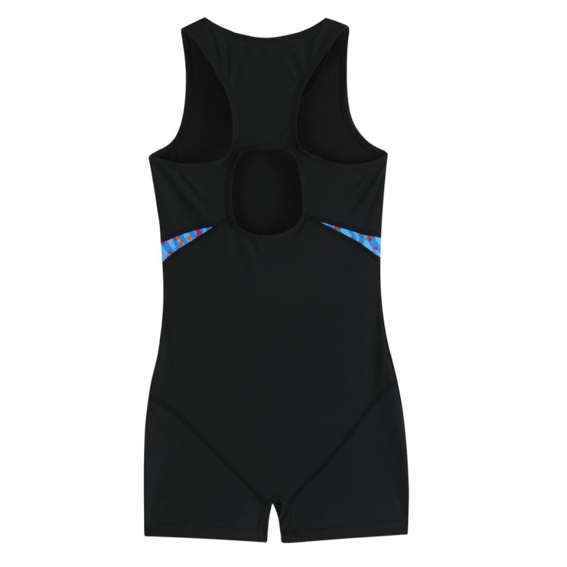 Slazenger Boy Leg Suit Junior Girls Black/Cyan Blue