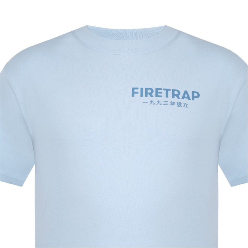 Firetrap Large Logo T Shirt Mens Pastel Blue