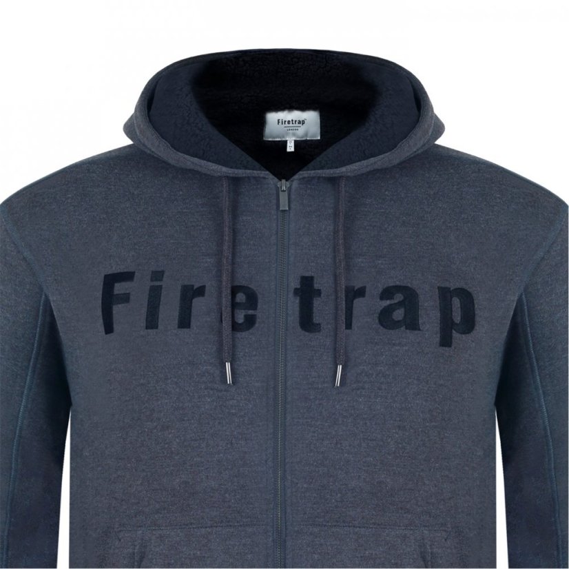 Firetrap Fleece Lined Zip Hoodie Mens Charcoal Marl