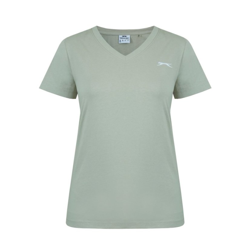 Slazenger Ladies V Neck Tee Shirt Moss Green