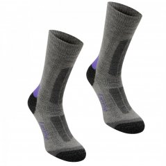 Karrimor 2Pk Trekking Socks Ladies Grey/Purple